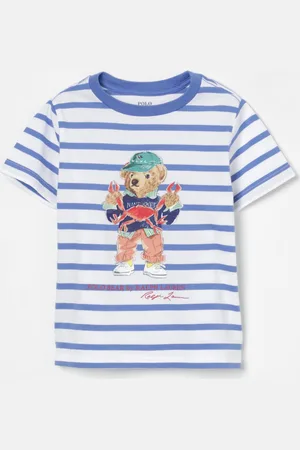Ralph Lauren T-shirt in cotone a righe con stampa Bear