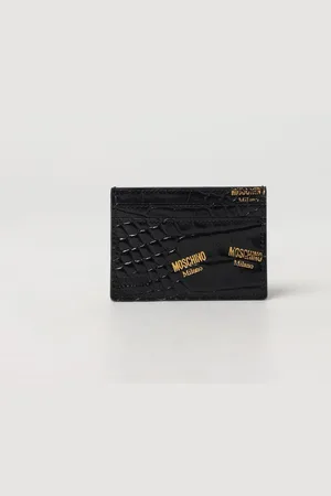 Moschino Portacarte di credito in pelle spazzolata stampa cocco