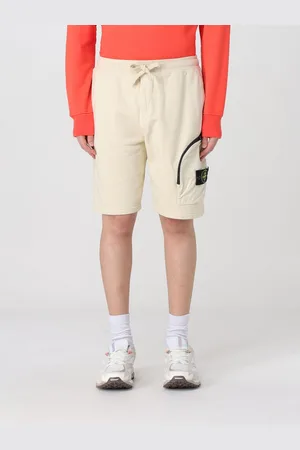 Stone Island Bermuda cargo in pile di cotone tinto in capo