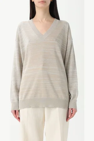 Fabiana Filippi Maglia a v in cotone e lino
