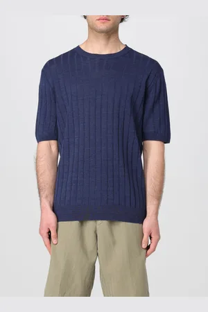 Boglioli T-shirt a girocollo in cotone e lino a coste
