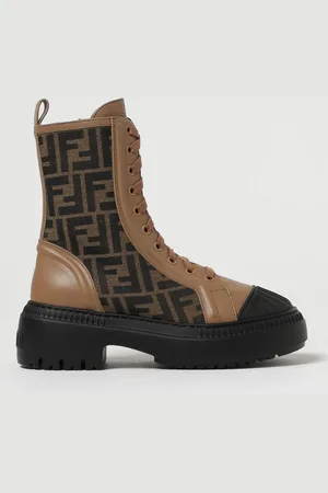 Fendi Stivaletto Domino in tessuto jacquard e pelle