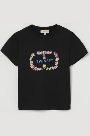 Twin-Set T-shirt in cotone con logo floreale