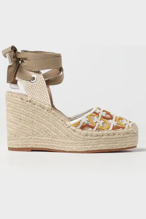Coccinelle Espadrillas con zeppa in canvas con monogram jacquard