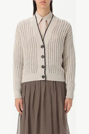 Brunello Cucinelli Cardigan a v in maglia di cotone