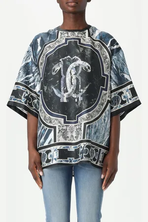 Roberto Cavalli T-shirt oversize in seta stampata