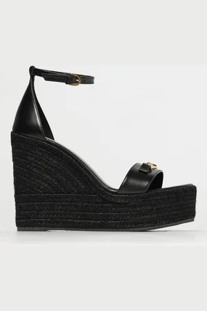 VERSACE Sandalo con zeppa Medusa in pelle