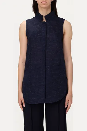 Emporio Armani Camicia smanicata in misto lino