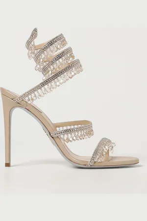 RENE CAOVILLA Sandalo Cleo in pelle con strass e cristalli chandelier