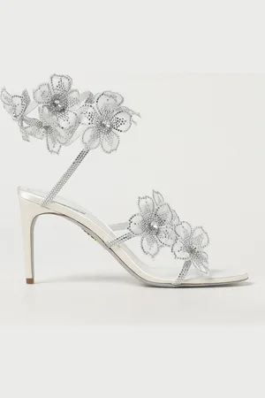 RENE CAOVILLA Sandalo Cleo in raso con fiori e strass