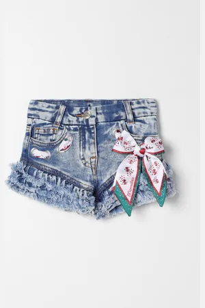 MONNALISA Pantaloncino in denim used con fiocco