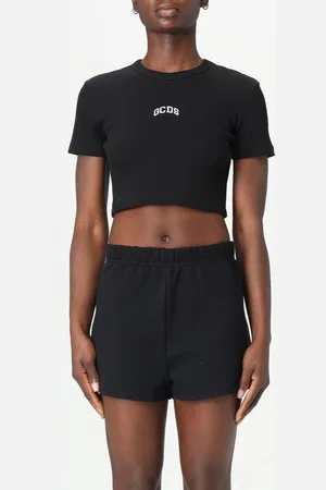 GCDS T-shirt crop in cotone con logo