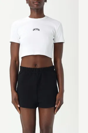 GCDS T-shirt crop in cotone con logo