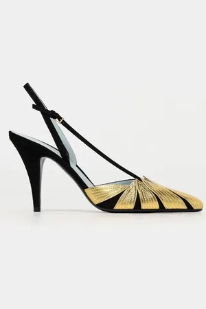 VALENTINO GARAVANI Slingback Folie Foliage Valentino Garavano in camoscio e pelle laminata