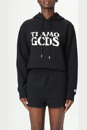 GCDS Felpa con cappuccio e slogan in cotone