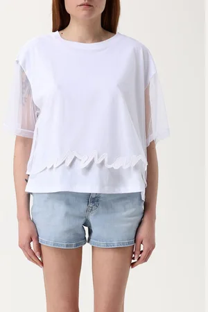Armani Exchange T-shirt in tulle con logo