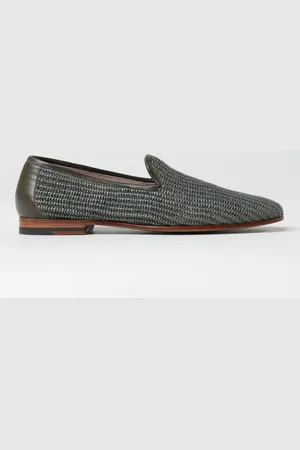 Manolo Blahnik Mocassino in rafia intrecciata e pelle
