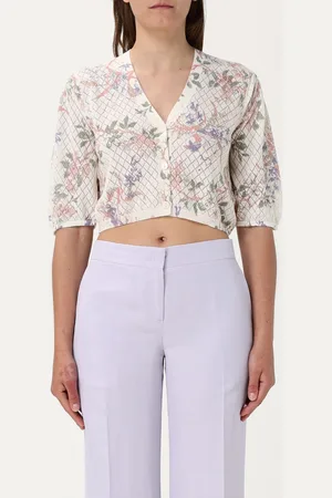 Twin-Set Cardigan crop in cotone a floreale