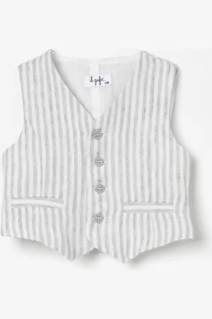 Il gufo Gilet a righe in lino