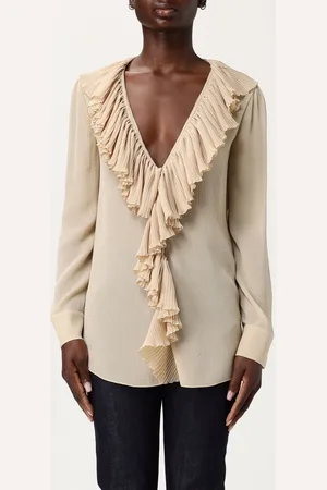 Saint Laurent Blusa in seta con rouches