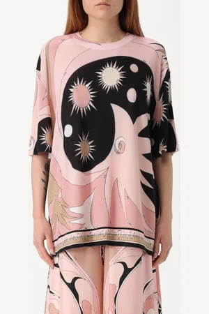 Puccini Blusa in lana e seta con stampa grafica