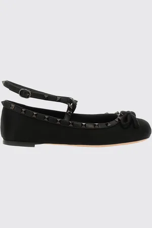 VALENTINO GARAVANI Ballerina Rockstud Bow in raso e pelle