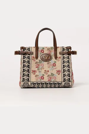 VALENTINO GARAVANI Borsa Antibes in canvas con motivo floreale jacquard
