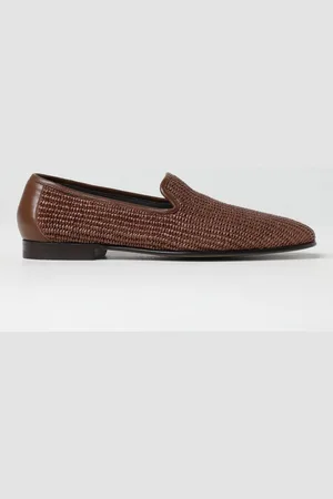 Manolo Blahnik Mocassino in rafia intrecciata e pelle