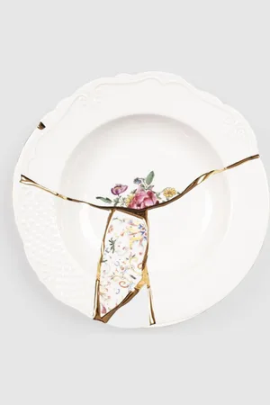 SELETTI Piatto fondo Kintsugi in porcellana