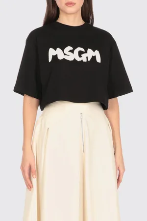 Msgm T-shirt cropped in cotone con logo