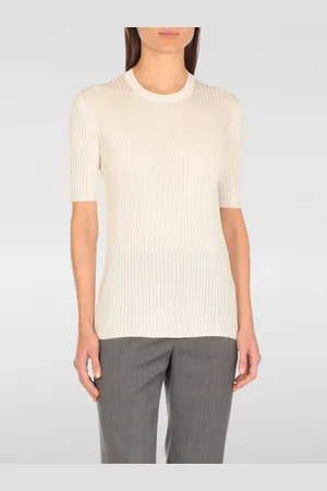 Jil Sander Top basic in maglia di seta a coste