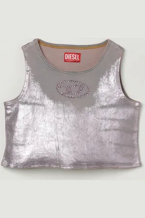 Diesel Top crop con logo di strass