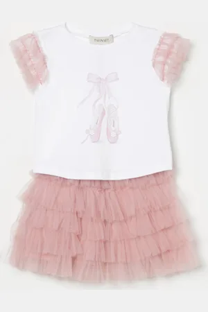 Twin-Set Coordinato in cotone e tulle