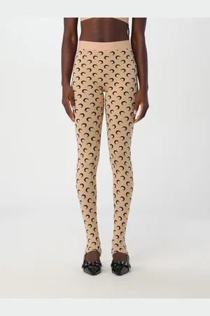 Marine Serre Leggins Crescent Moon in lycra con logo all over