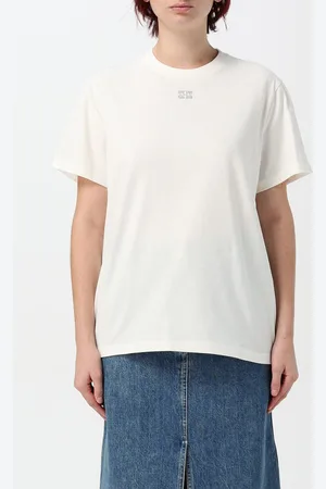 Ganni T-shirt in cotone con logo di strass