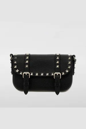 VALENTINO GARAVANI Borsa Rockstud Foldover in pelle a grana