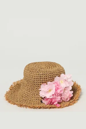 MONNALISA Cappello in rafia con fiori applicati