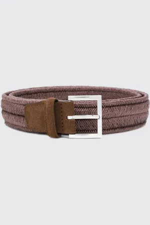 Orciani Cintura Rope Elast in camoscio e lino stretch intrecciato
