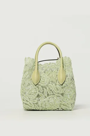 ERMANNO SCERVINO Borsa in rafia con ricamo floreale