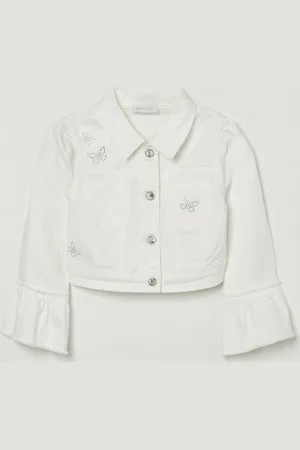 MONNALISA Giacca di jeans crop con strass