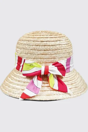 Puccini Cappello in rafia con fettuccia logata