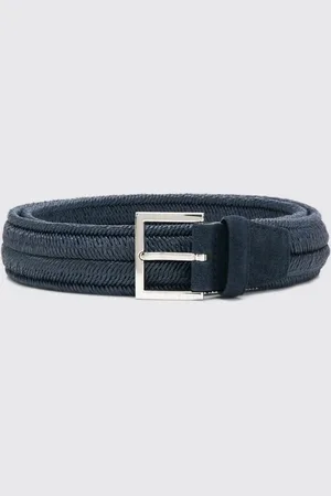 Orciani Cintura Rope Elast in camoscio e lino stretch intrecciato