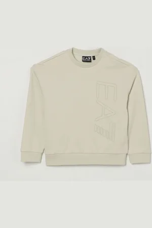 EA7 Felpa a girocollo con maxi logo in cotone