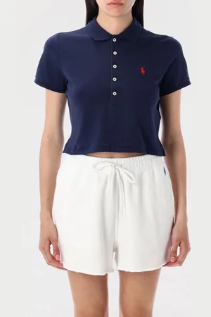 Ralph Lauren Polo crop in cotone con logo