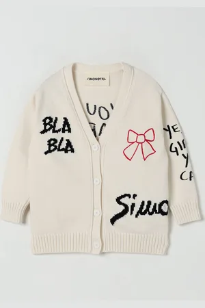 Simonetta Cardigan a v con logo in cotone