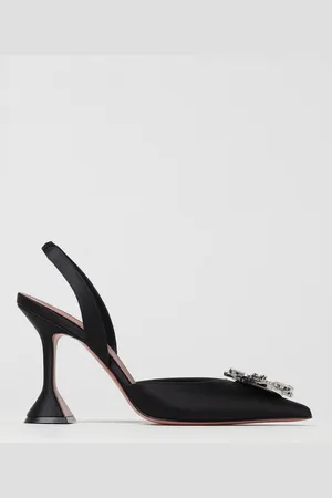 Amina Muaddi Slingback Begum in raso con fibbia gioiello