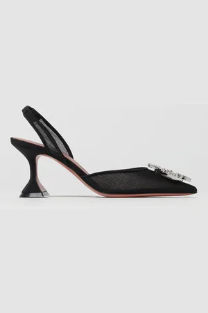 Amina Muaddi Slingback Begum in mesh con fibbia gioiello