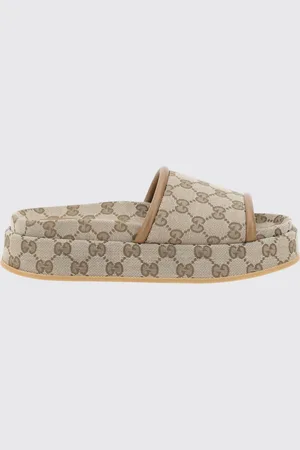 Gucci Sliders Double G in misto cotone con monogram jacquard