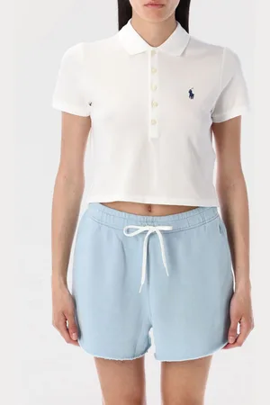 Ralph Lauren Polo crop in cotone con logo
