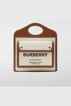 Burberry Borsa tote Pocket mini in pelle e cotone